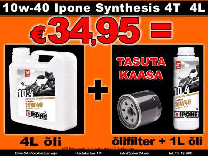Ipone 4T Synthetic 10W-40 4L + TASUTA 1L õli ja õlifilter